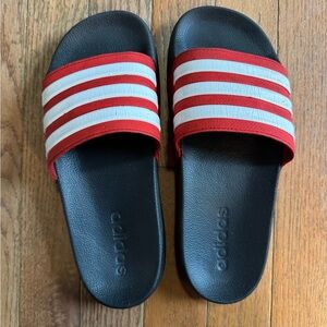 Adidas Black and Red Slide Sandals